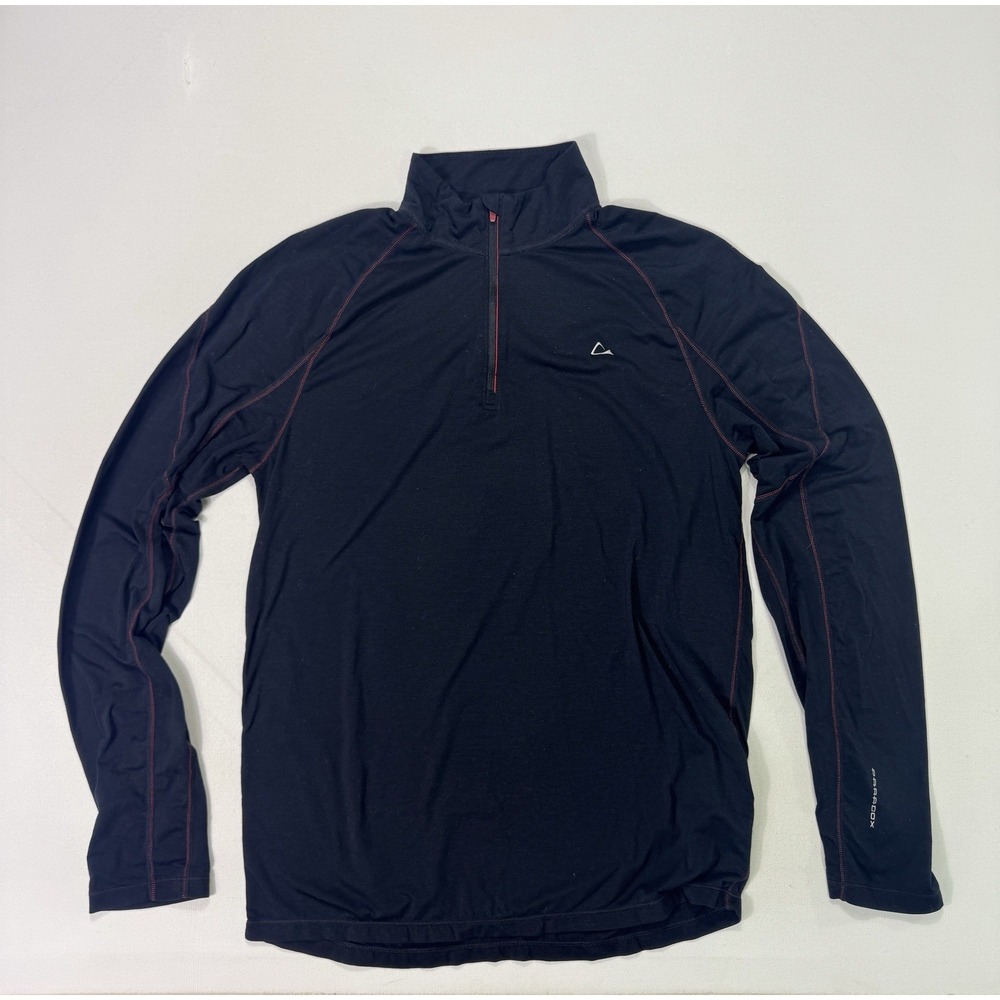 PARADOX Mens Medium Black Merino Blend DriRelease 1/4 Zip Base Layer Hiking Top